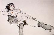 Egon Schiele Recumbent Female Nude with Legs Apart oil